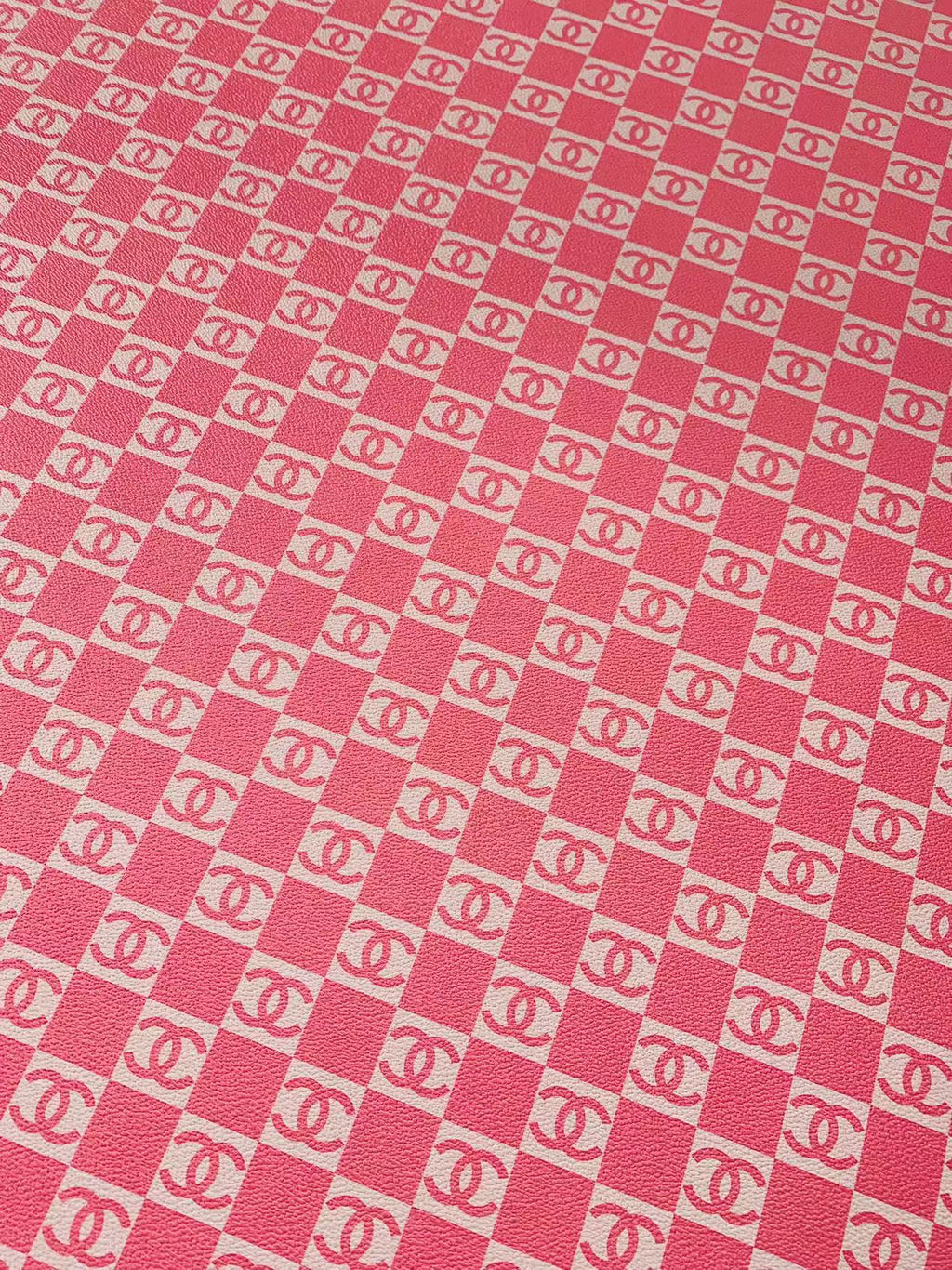 Fashion 1 inch Size Pink Chanel Design Leather Fabric For Handmade Handicraft Goods By Yards