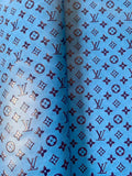 Fashion LV Vantage Embossed Leather Fabric For Handmade Handicrafts，DIY Shoes ,Customized Bags LV Design Leather By Yard (Blue)