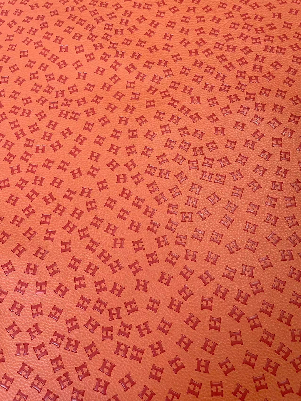 Classic Orange Color Hermes Deisgn Embossed Leather For Handmade Sneaker,Upholstery Goods By Yard