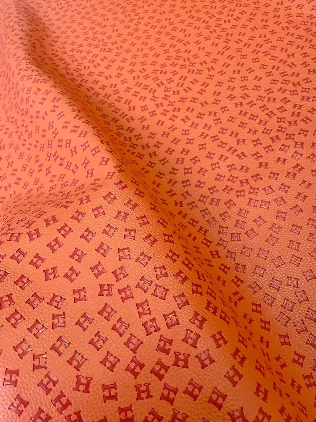 Classic Orange Color Hermes Deisgn Embossed Leather For Handmade Sneaker,Upholstery Goods By Yard