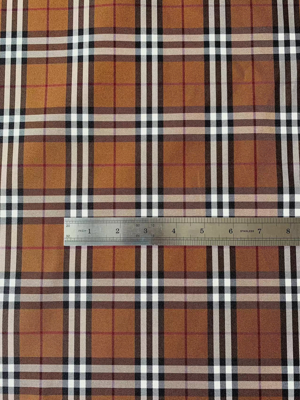 Tianchao Dark Tan Burberry 50% cotton and 50% polyester Yarn Dyed Jacquard Cloth Fabric ,Comfortable clothing Handmade Handicraft Fabric By Yard