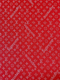 Classic Red LV With Supreme Denim Woven Jacquard fabric , Jean Fabric For Handmade Goods By Yard