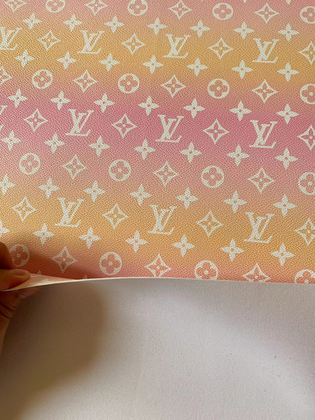 Custom Crafts Vinyl Lighting Pink With Yellow Leather Fabric For Handmade Sneakers Bag Apparel Upholstery By Yard