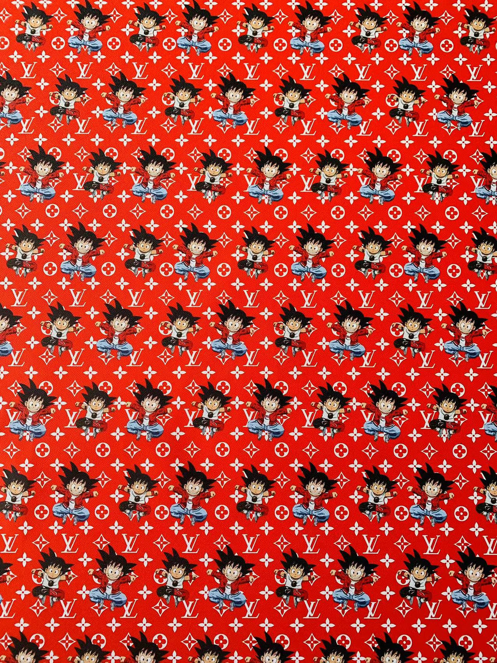 New Cartoon Design Son Goku With LV Leather Fabric For Handicrafts