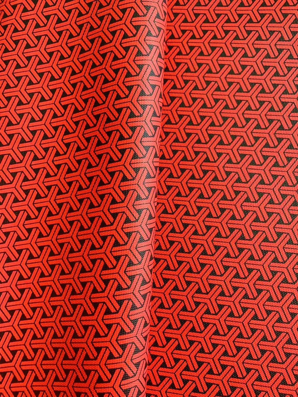 Fashion Triangle Design red with black Leather fabric For Handmade Handicraft Goods By Yard