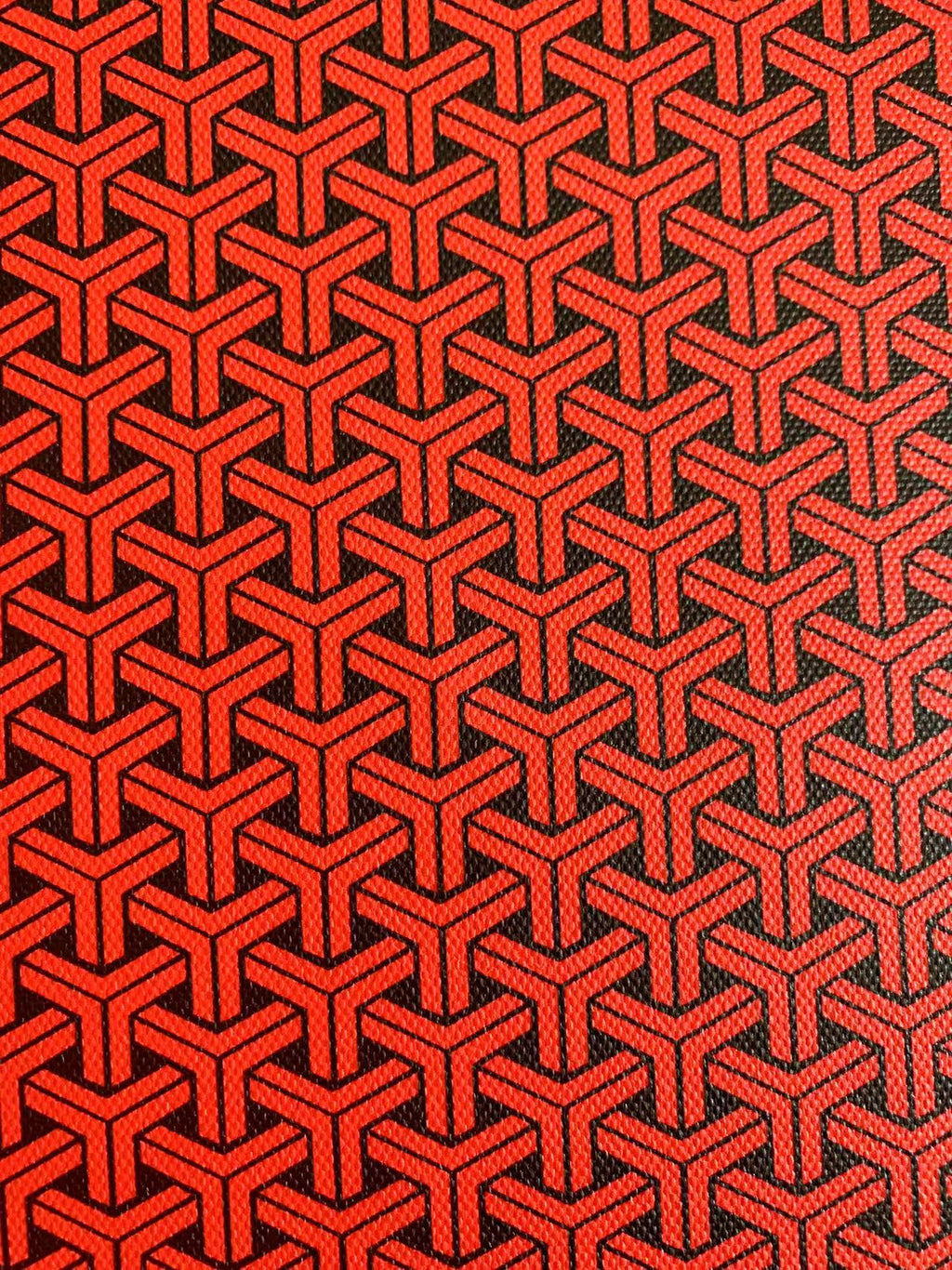 Fashion Triangle Design red with black Leather fabric For Handmade Handicraft Goods By Yard
