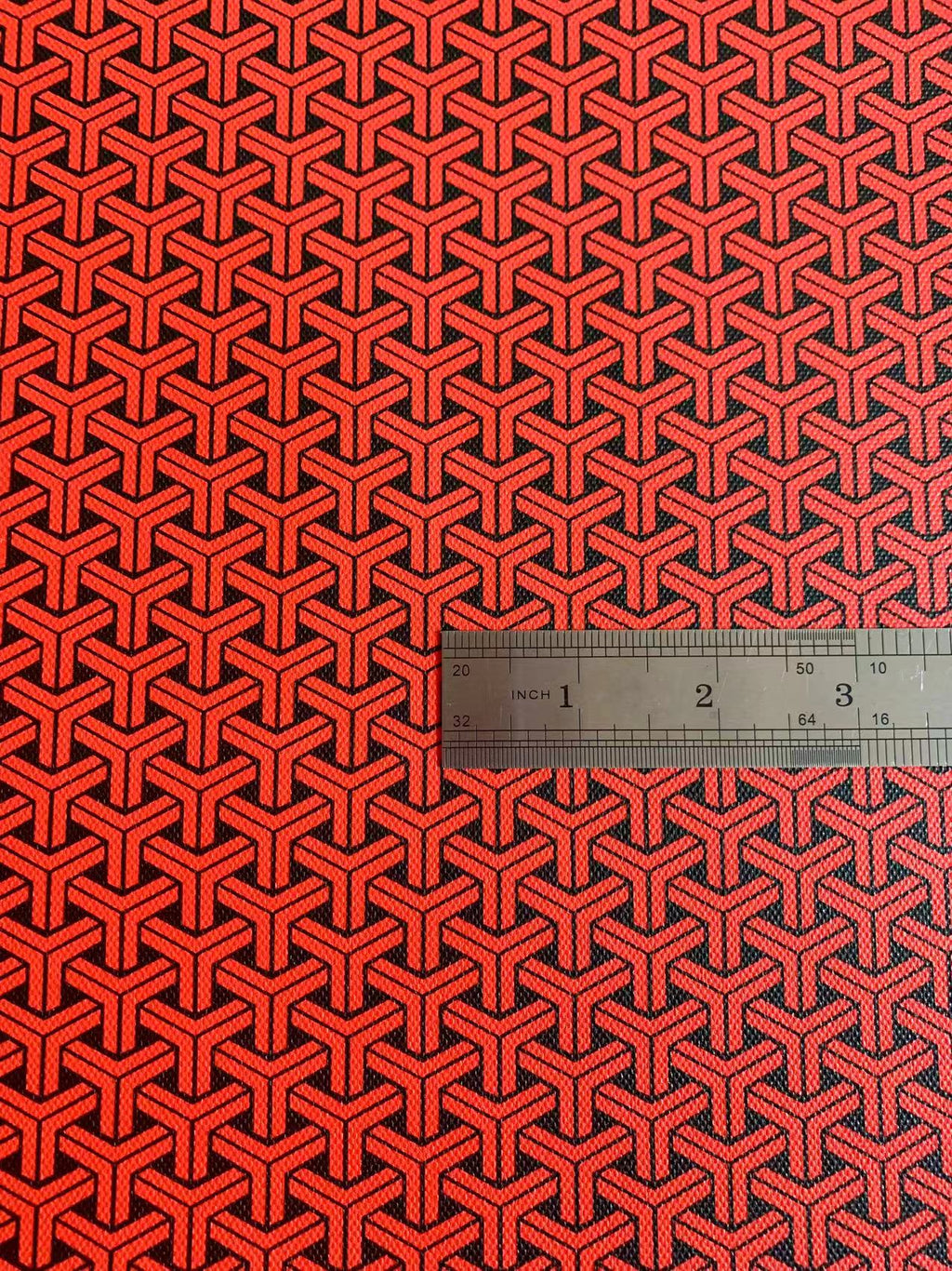 Fashion Triangle Design red with black Leather fabric For Handmade Handicraft Goods By Yard