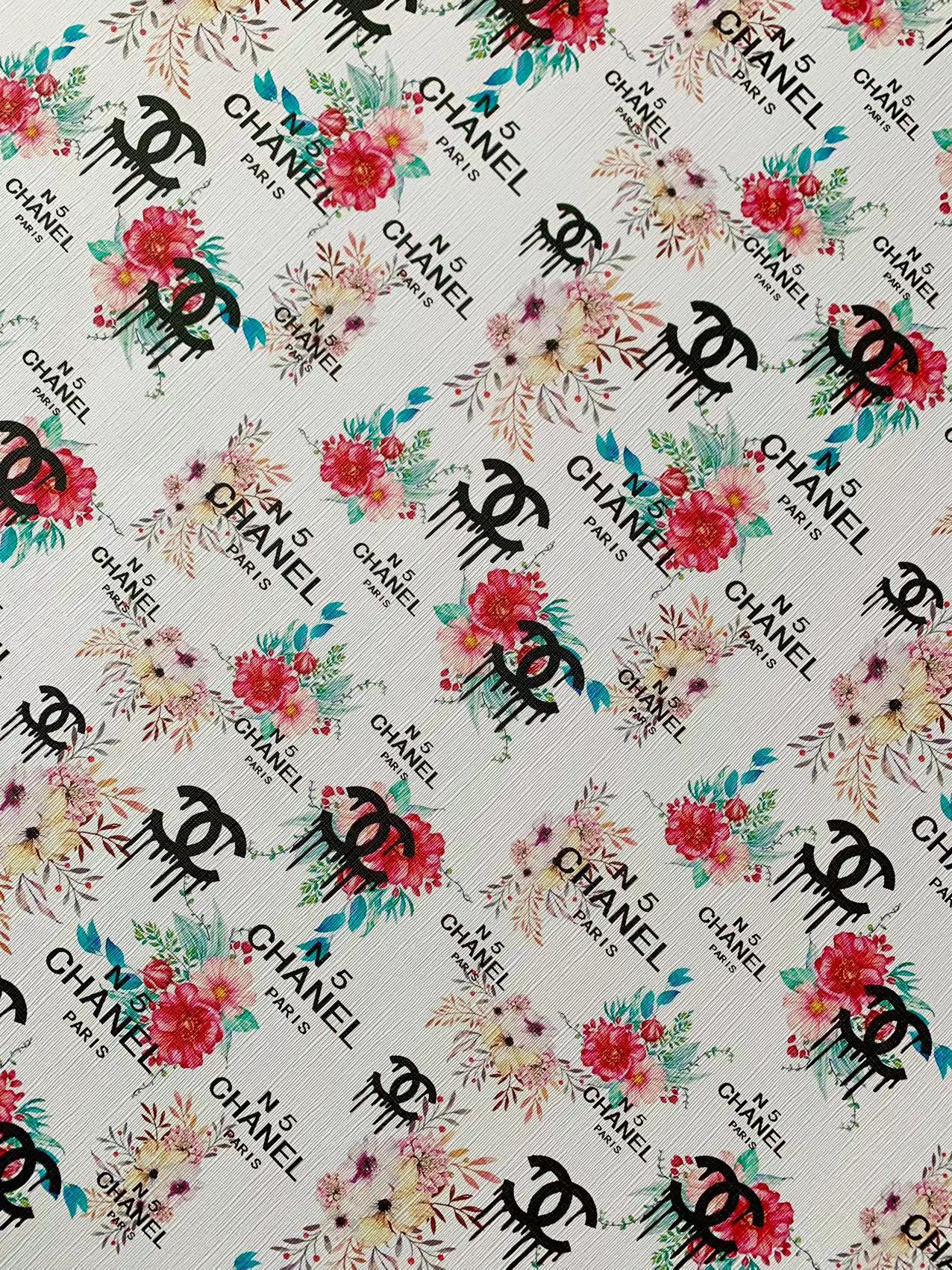 Craft Chanel N5 Paris Deisgn Leather Fabric For Handmade DIY Sneakers Upholstery Car Seats