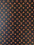Classic Black With Orange LV vinyl crafting leather fabric For Handmade Shoes ,Bags and DIY Handicrafts By Yard