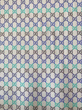 Craft Gradual Change Blue Color Gucci Deisgn Leather Fabric For Handmade DIY Shoes Upholstery (White)