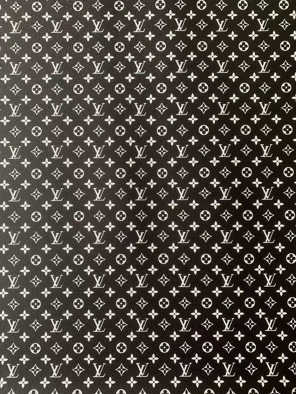 Fashion Black With White LV Vinyl Leather Fabric Material For Handmade Hancirafts Goods By Yards