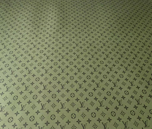 Classic Army Green Vinyl Crafting Leather Fabric For Handmade Sneakers ,Upholstery And Car Interior DIY Handicraft By Yard