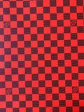 Craft 3.5 CM Red Plaid LV Vinyl Leather Fabric For Handmade Bag ,Sneaker,Upholstery Handicraft