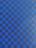 Craft 3.5 CM Blue Plaid LV Vinyl Leather Fabric For Handmade Bag ,Sneaker,Upholstery Handicraft