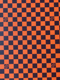 Craft 3.5 CM Orange Plaid LV Vinyl Leather Fabric For Handmade Bag ,Sneaker,Upholstery Handicraft