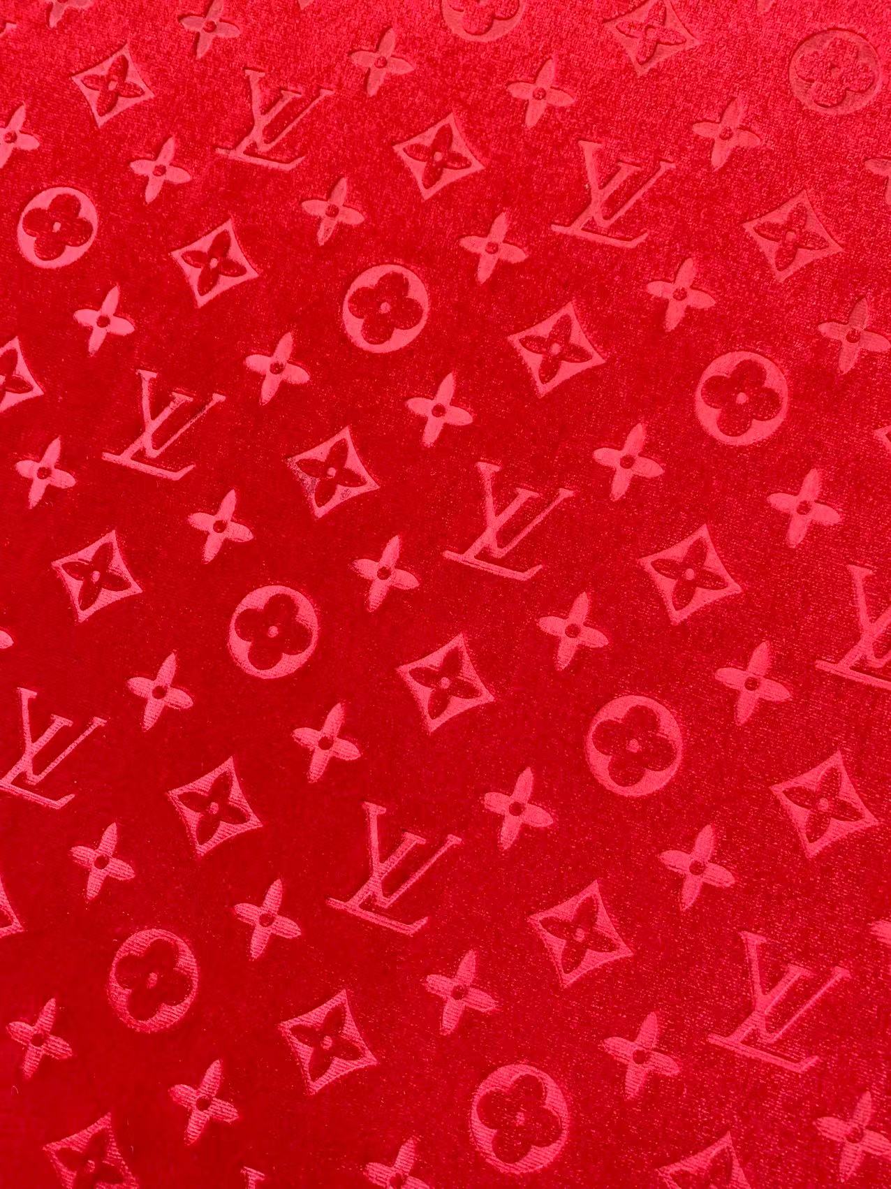 Popular Luxury LV Knitting Velvet Fabric For Handmade Sneaker,Car Upholstery and Apparel By Yard (Red)