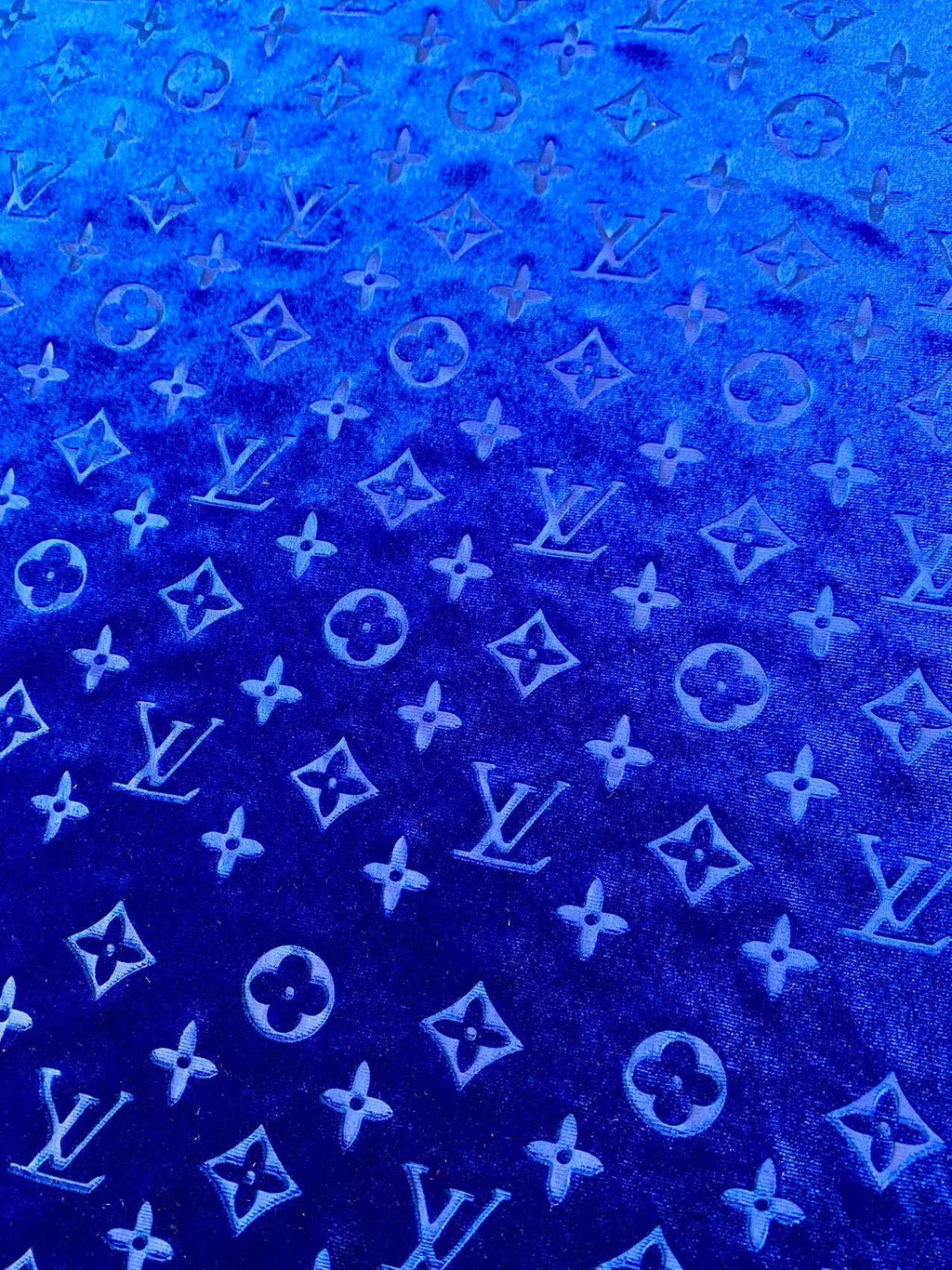Popular Luxury LV Knitting Velvet Fabric For Handmade Sneaker,Car Upholstery and Apparel By Yard(Navy Blue)