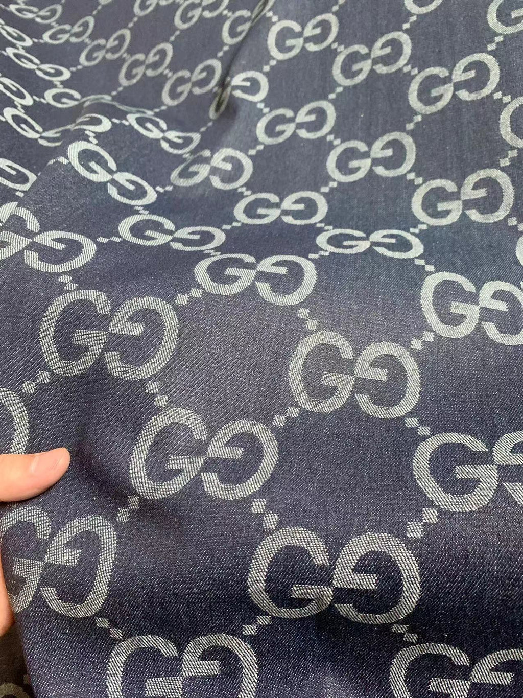 Classic 2 Inch Original 100% Cotton Gucci Denim Woven Jacquard fabric , Jean fabric For Handmade Apparel, Upholstery By Yard