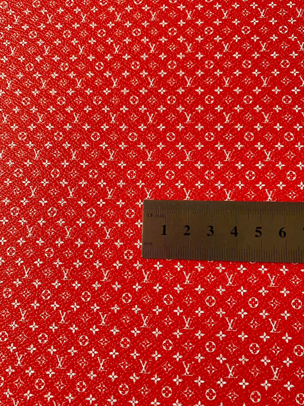 New LV Small Size 0.5mm vinyl crafting leather fabric Bag leather ,shoes leather ,Handicraft leather By Yards(Red)