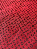 Fashion Red LV Jacquard Cloth Fabric For Handmade Sneaker,Upholstery And Apparel