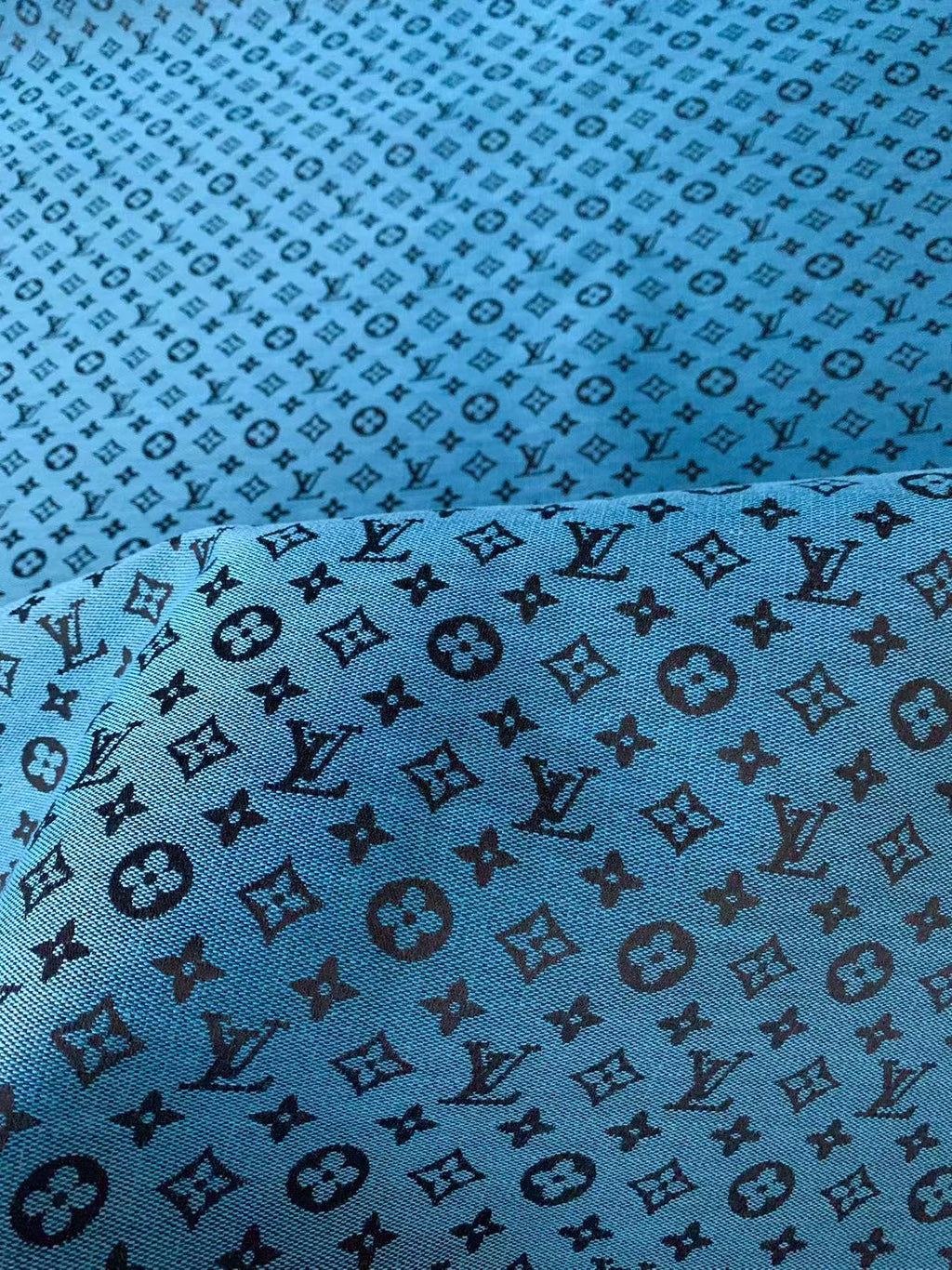 Fashion Blue LV Jacquard Cloth Fabric For Handmade Sneaker,Upholstery And Apparel
