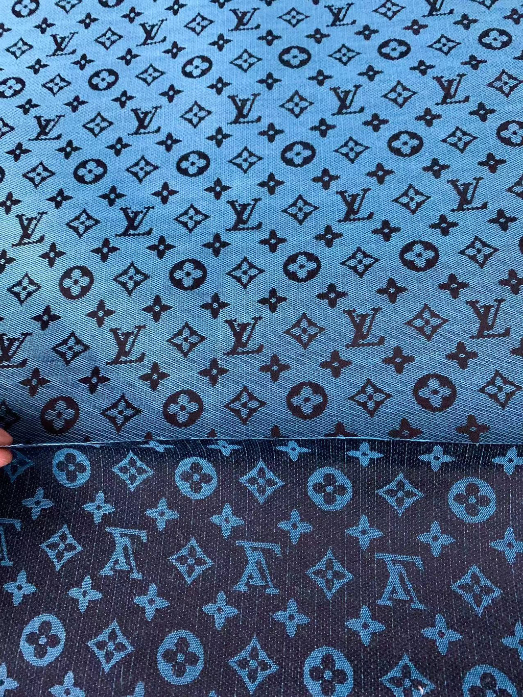 Fashion Blue LV Jacquard Cloth Fabric For Handmade Sneaker,Upholstery And Apparel