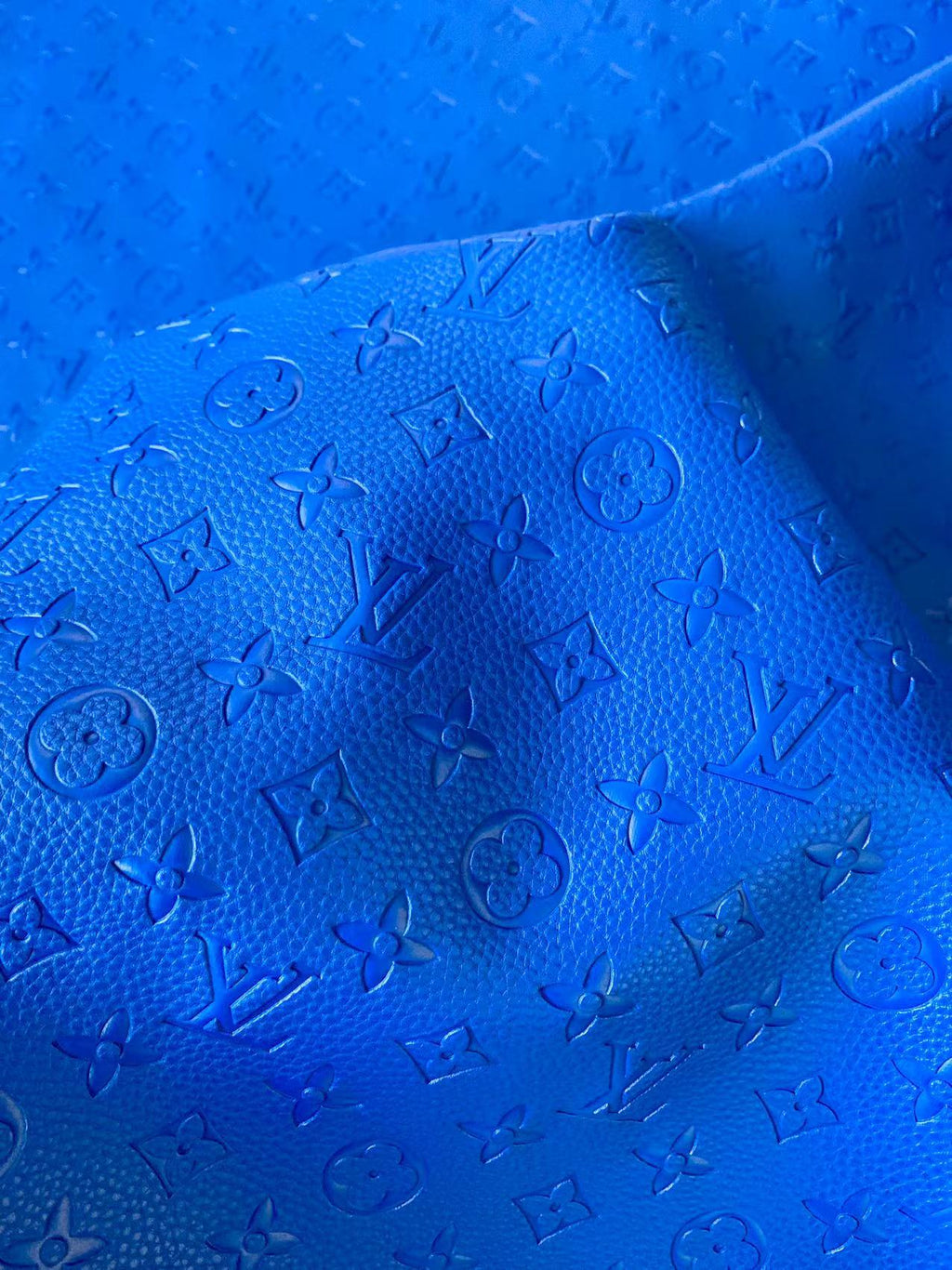 Fashion Embossed Jewelry Blue LV Leather For Handmade Bags and Shoes ,Car Upholster By Yard