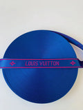Craft LV 1.5 Inch Handmade Trim Embroidered Blue With Pink Stripe Ribbon By Yard