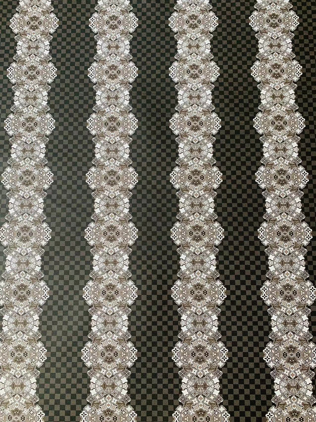 Fashion LV Damier Design Flower Straps Plaid Leather Fabric For Handmade Shoes,Upholstery By Yard