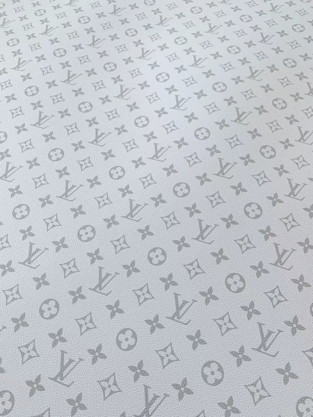 Classic Lighter White LV Vinyl Leather Fabric For Handmade Bag ,Sneaker,Upholstery Goods By Yard