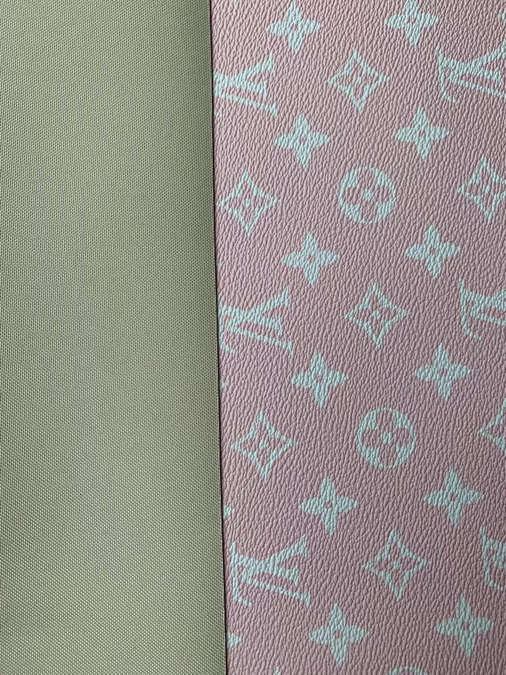 Fashion Pink LV Design Vinyl Leather for Handmade Shoes ,Handmade Bags Leather By Yard