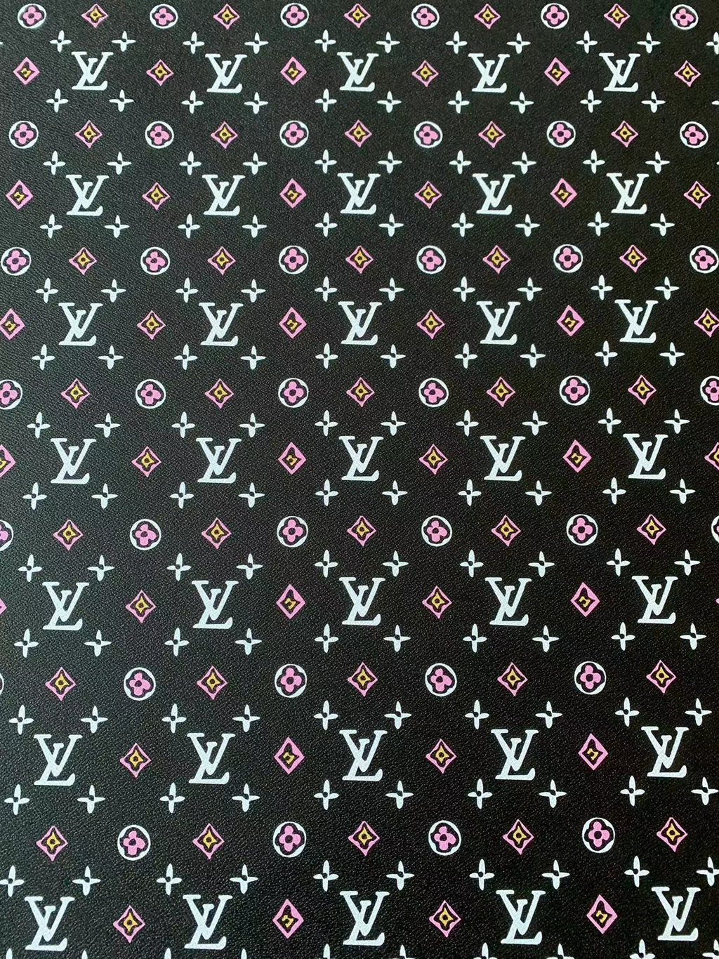 Craft LV Pink With White Graffiti Design Vinyl Leather For Handmade Handicraft Goods By Yard