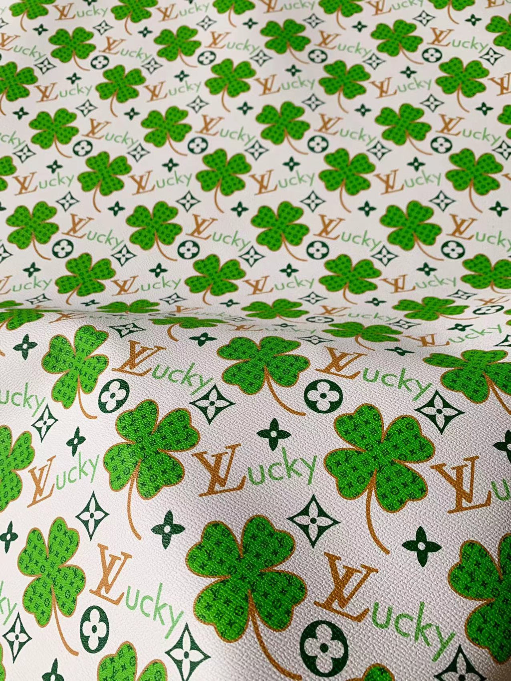 Tianchao New Lucky Design Clover LV Vinyl Leather For Handmade Sneaker , Upholstery Goods By Yard