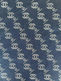 Classic Denim Woven Jacquard fabric , Chanel Jean Fabric For Handmade Goods By Yard ( Dark Blue )