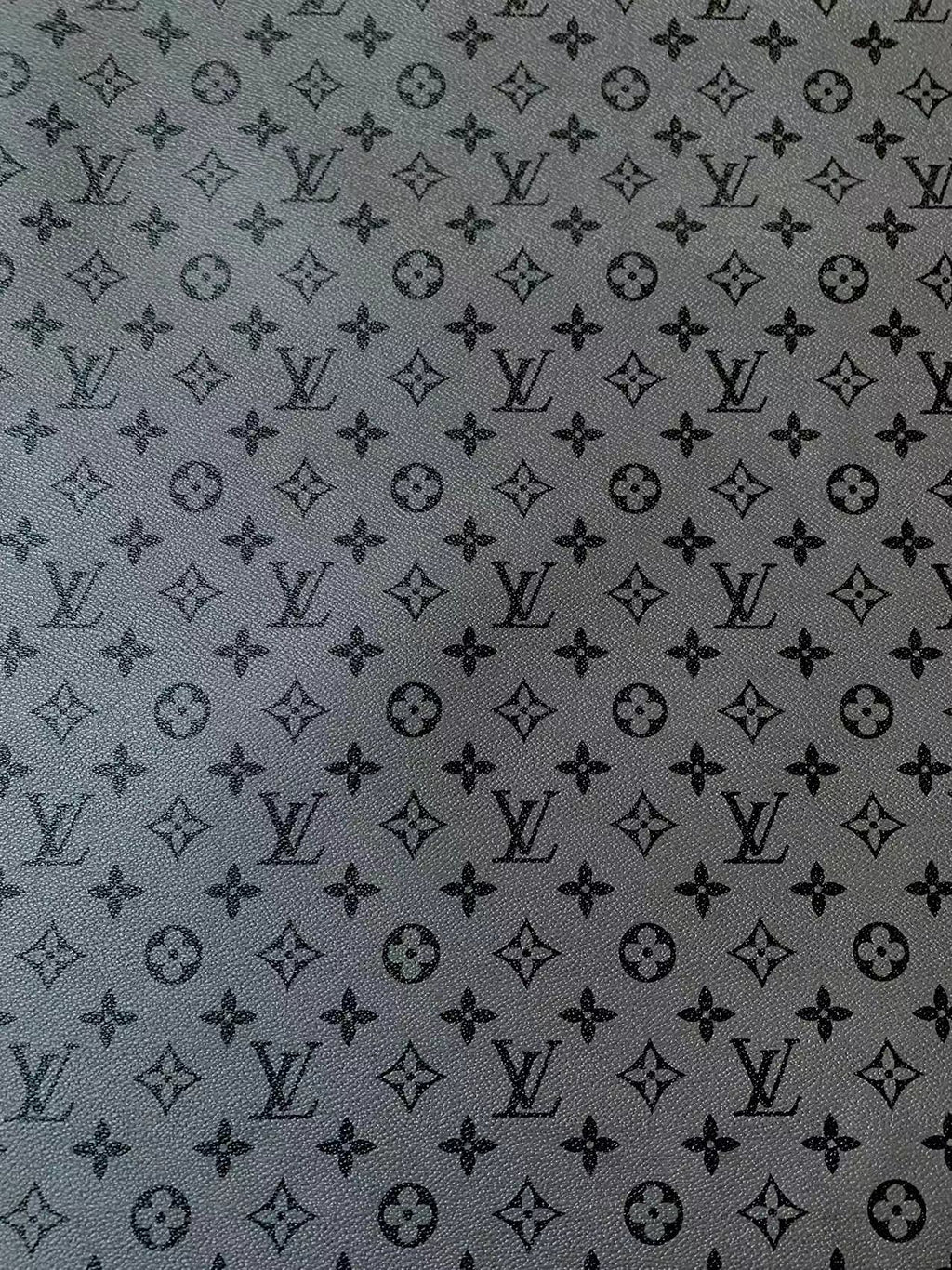 Fashion Dark Gray With Black LV Vinyl Leather Fabric For Handmade Sneaker,Furniture ,Upholstery Goods By Yard