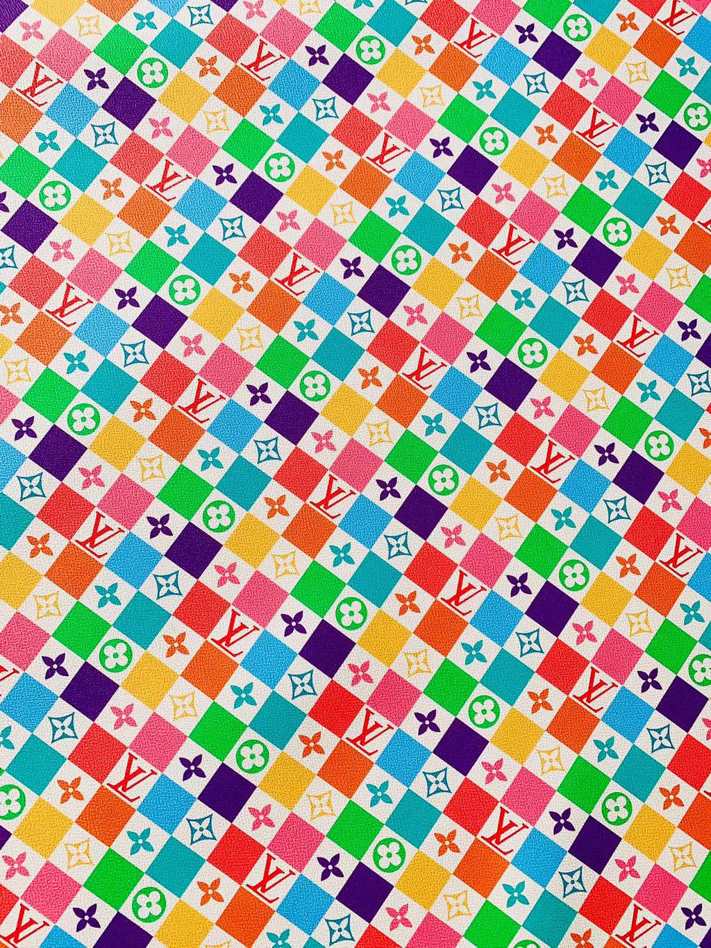 Craft New Colorful Damier Louis Vuitton Leather For Bag Upholstery Car Seat and Shoes By Yard