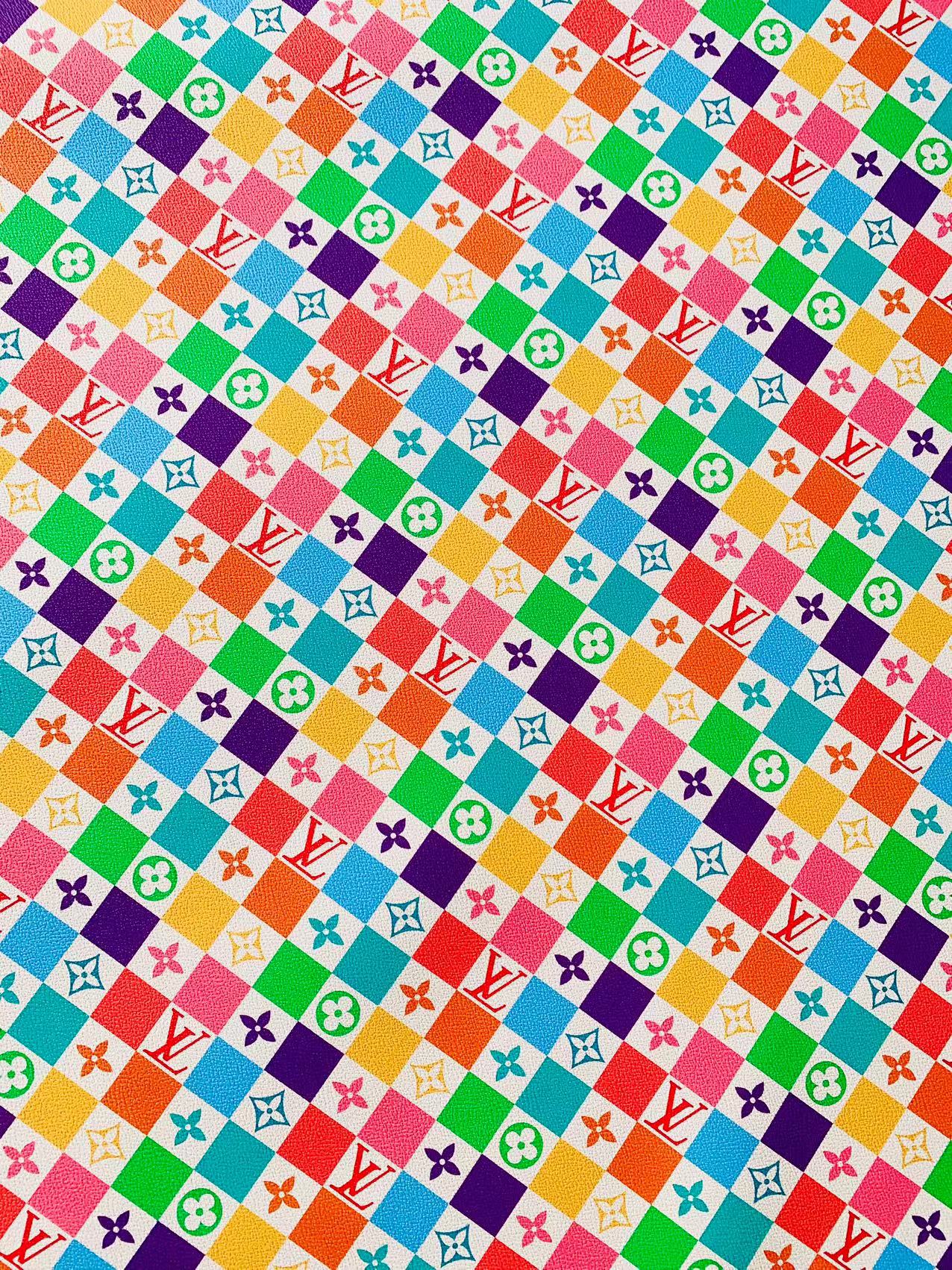 Craft New Colorful Damier Louis Vuitton Leather For Bag Upholstery Car Seat and Shoes By Yard