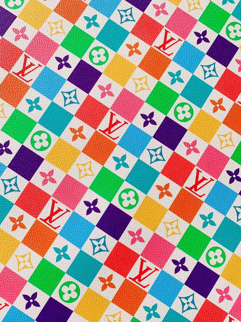 Craft New Colorful Damier Louis Vuitton Leather For Bag Upholstery Car Seat and Shoes By Yard