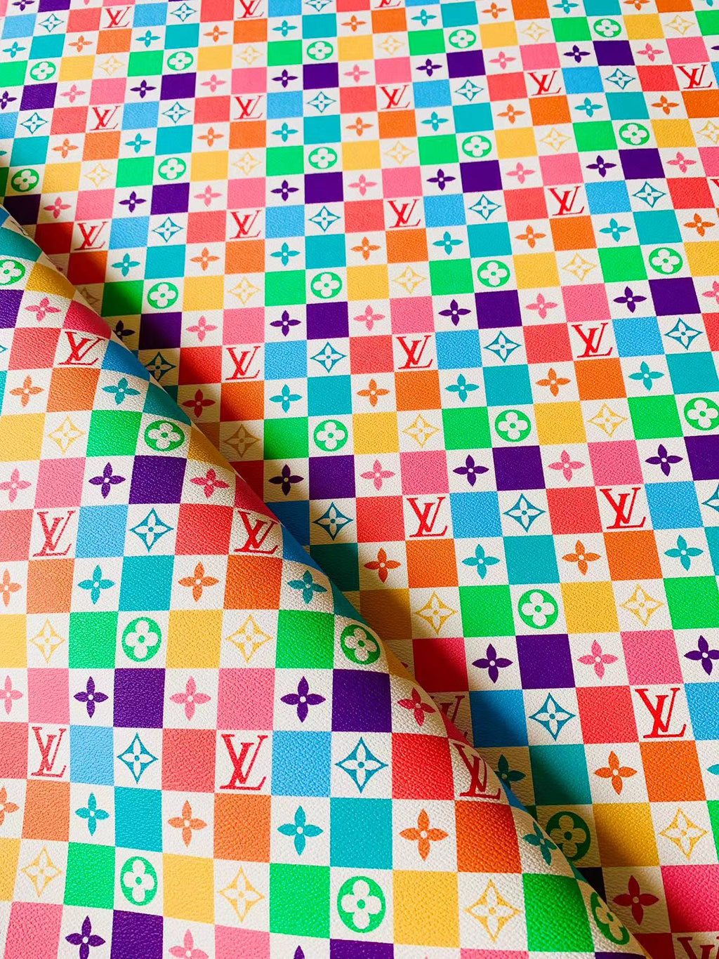 Craft New Colorful Damier Louis Vuitton Leather For Bag Upholstery Car Seat and Shoes By Yard