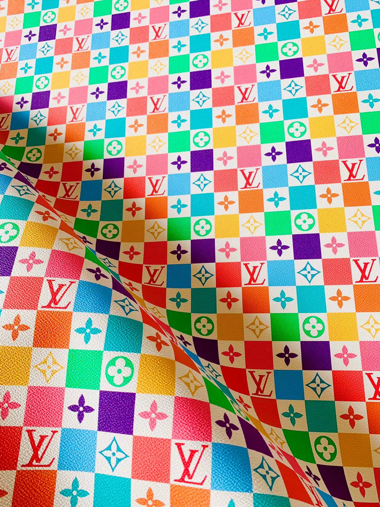 Craft New Colorful Damier Louis Vuitton Leather For Bag Upholstery Car Seat and Shoes By Yard