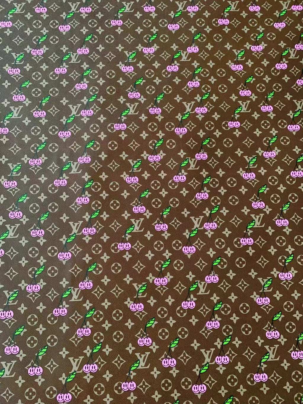 Fashion Cherry With LV Design Leather For Handmade Shoes,Handicraft ,Upholstery Goods By Yard