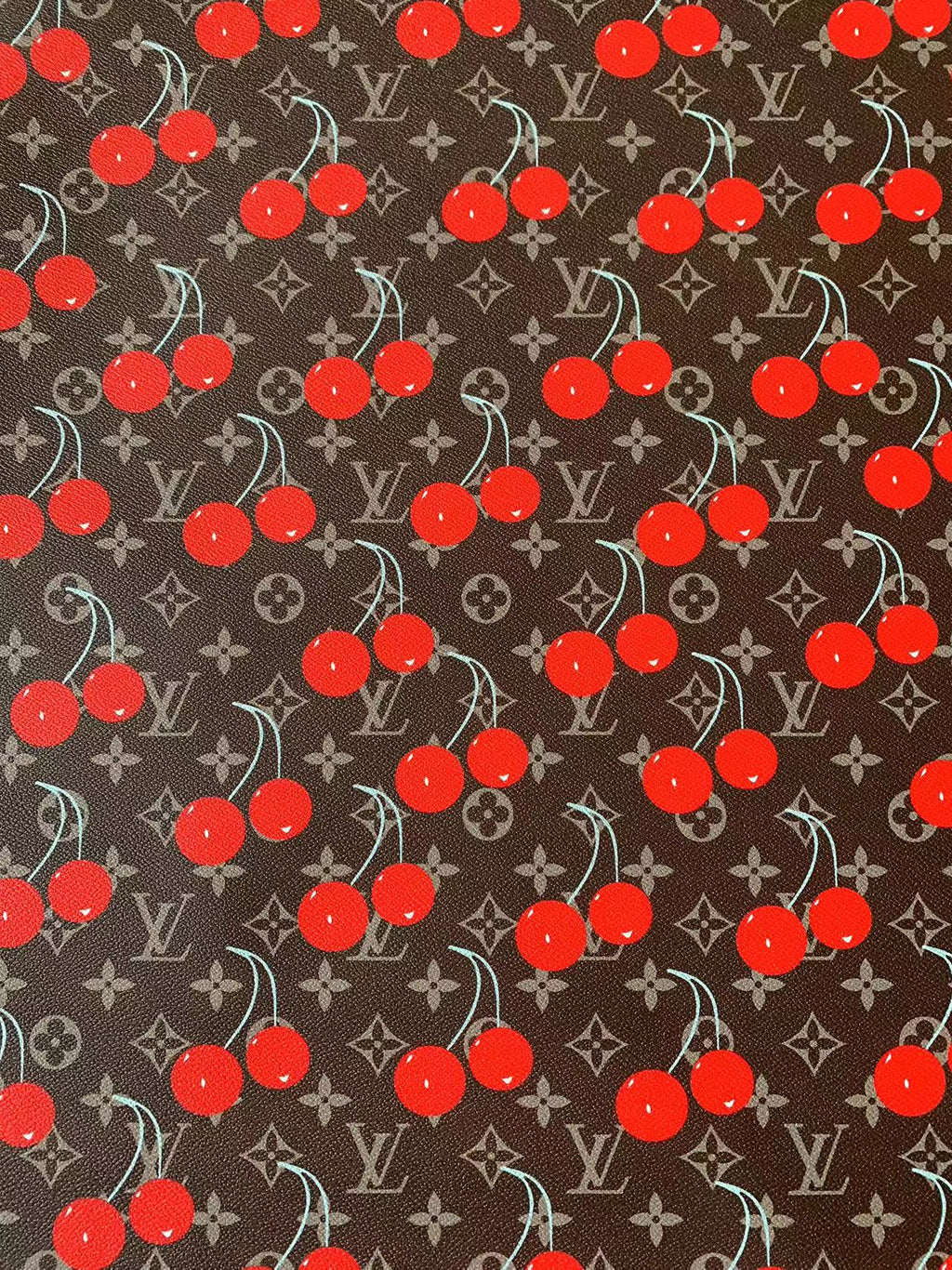 Craft Cherry With LV Design Leather For Handmade Shoes,Handicraft ,Upholstery Goods By Yard (Brown)