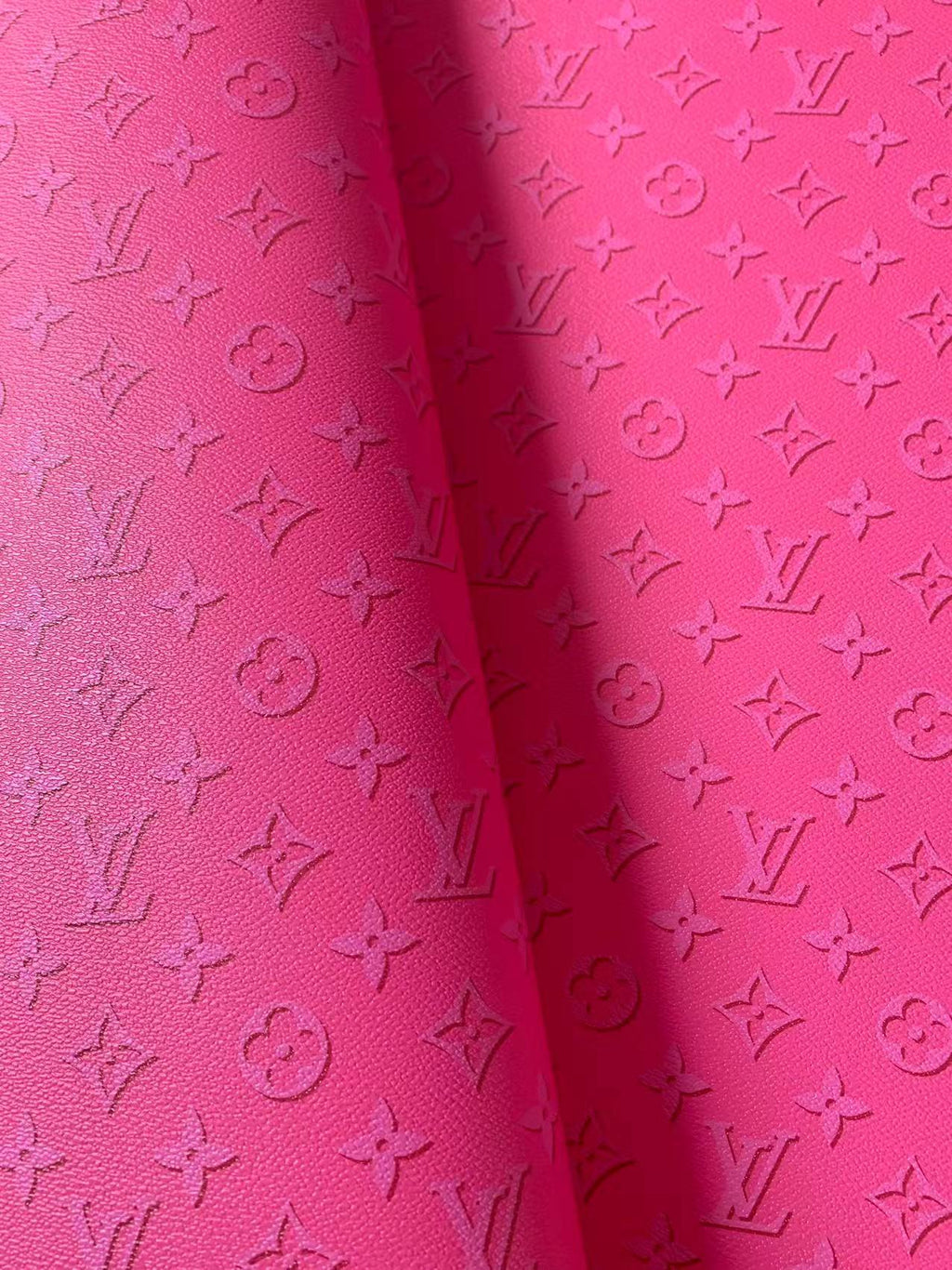 Fashion Dark Pink LV Ghosting Design Vinyl Leather For Handmade Sneaker,Upholstery Goods By Yard