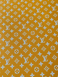 Fashion Yellow With White LV Vinyl Leather Fabric For Handmade Sneaker,Furniture ,Upholstery Goods By Yard