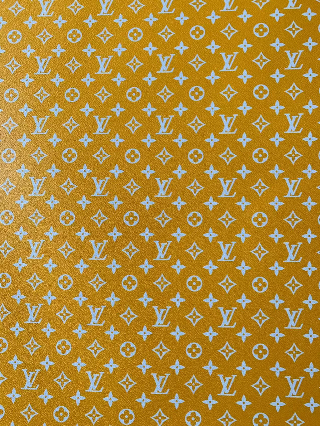 Fashion Yellow With White LV Vinyl Leather Fabric For Handmade Sneaker,Furniture ,Upholstery Goods By Yard