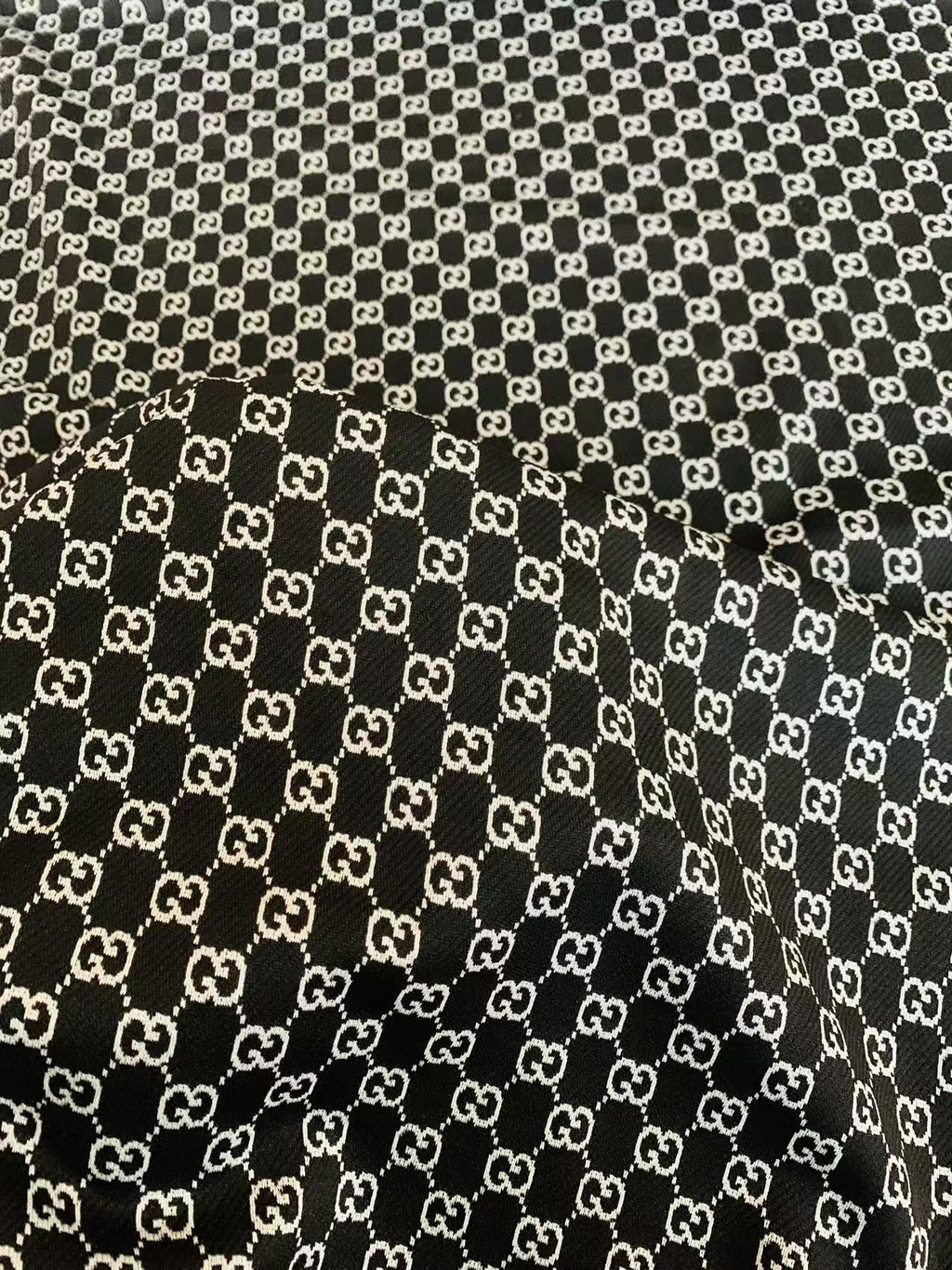 Craft Black With White 0.5" Gucci Knitting Jacquard Cloth Fabric For Handmade Apparel ,Clothing ,Sneaker Upholstery Goods By Yard