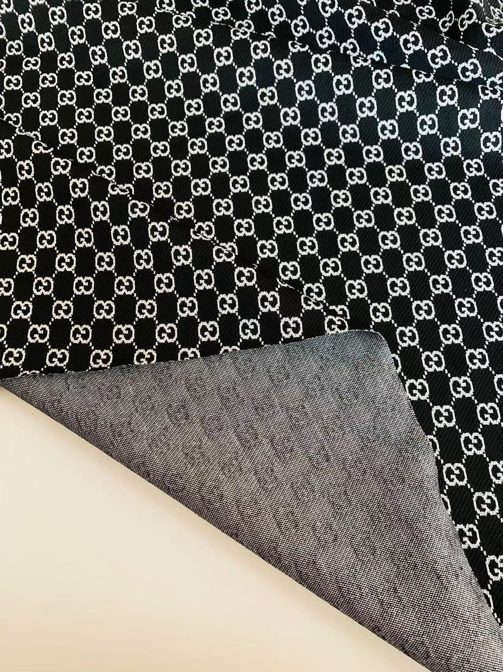 Craft Black With White 0.5" Gucci Knitting Jacquard Cloth Fabric For Handmade Apparel ,Clothing ,Sneaker Upholstery Goods By Yard