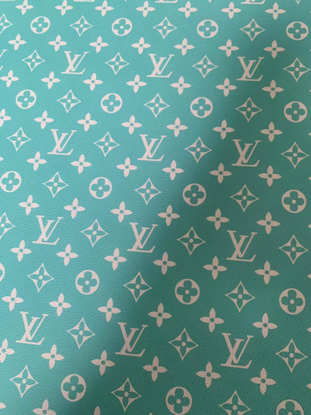 Classic Bright Blue LV Vinyl leather fabric&nbsp; For Handmade Handicraft Goods