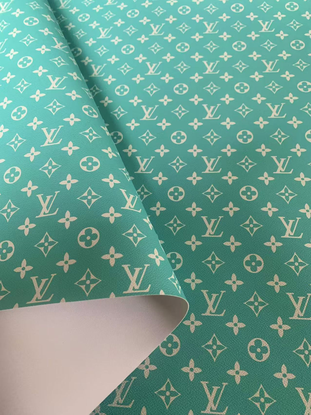 Classic Bright Blue LV Vinyl leather fabric&nbsp; For Handmade Handicraft Goods