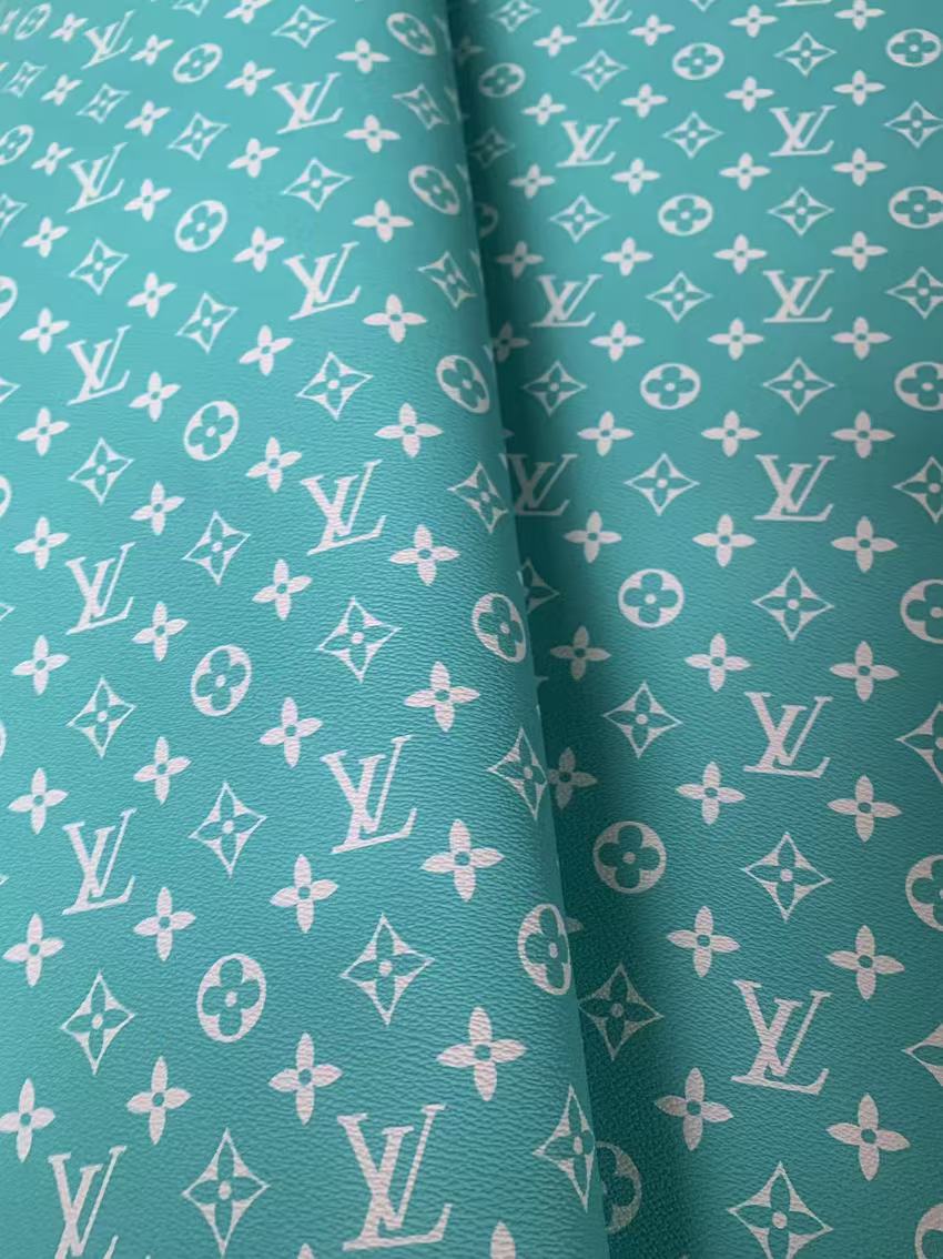 Classic Bright Blue LV Vinyl leather fabric&nbsp; For Handmade Handicraft Goods